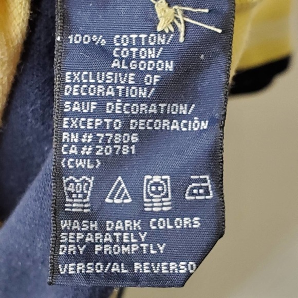 Tommy Hilfiger Striped Polo Shirt Navy Yellow XL - Picture 7 of 8